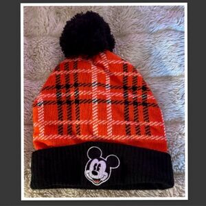 Mickey Mouse Plaid Pom Beanie Hat - Unisex
